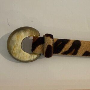 Vintage De Renaudin Leopard Print Natural Horn Belt